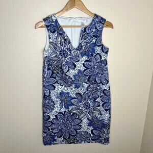 London Times White Blue Floral Sleeveless Shift Dress 4